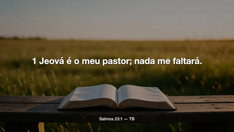 O mesmo versículo sobre a Bíblia num campo ao pôr do sol.
